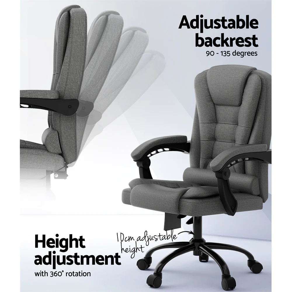 Artiss 2 Point Massage Office Chair Fabric Black - Image 5