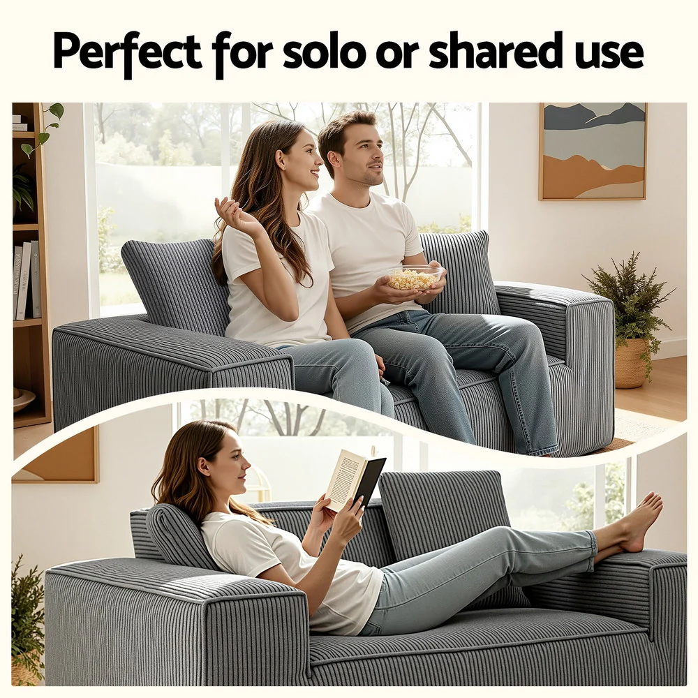 Artiss 2 Seater Sofa Loveseat Sofas Bed Couch No Assembly Corduroy Small Couches Apartement - Image 8