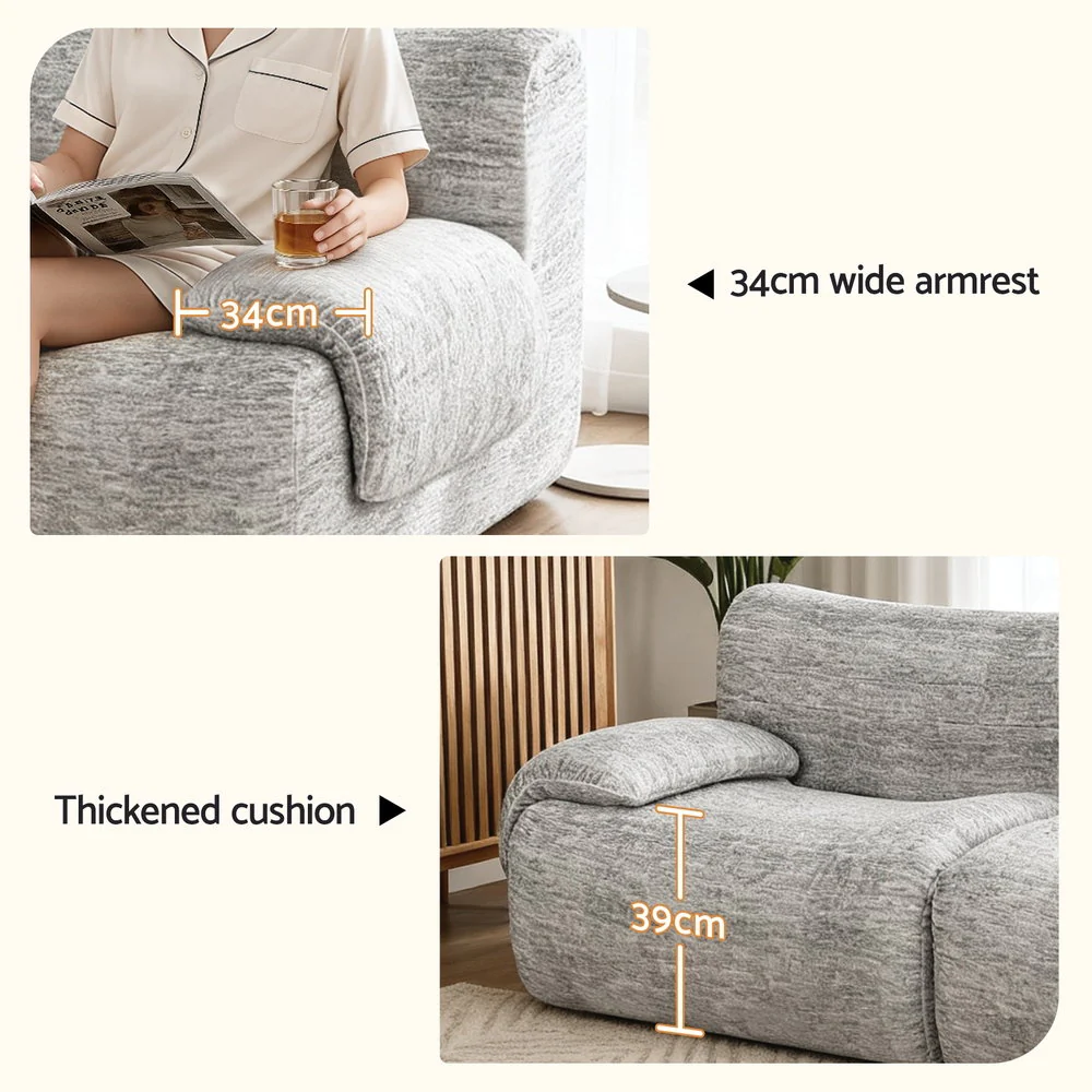 Artiss 2 Seater Sofa Modular Sectional Sofas Couch Bed No Assembly Living Room Grey - Image 9
