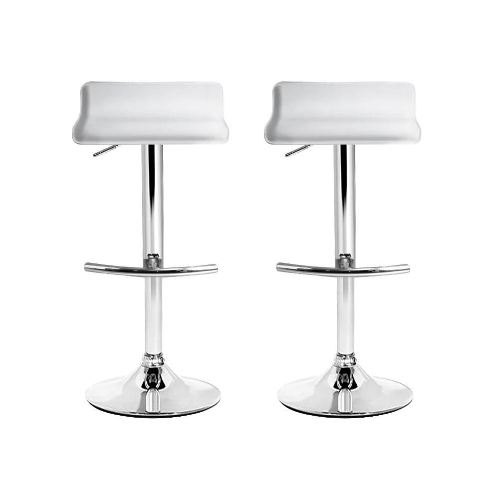 Artiss 2x Bar Stools Adjustable Gas Lift Chairs White - Image 3