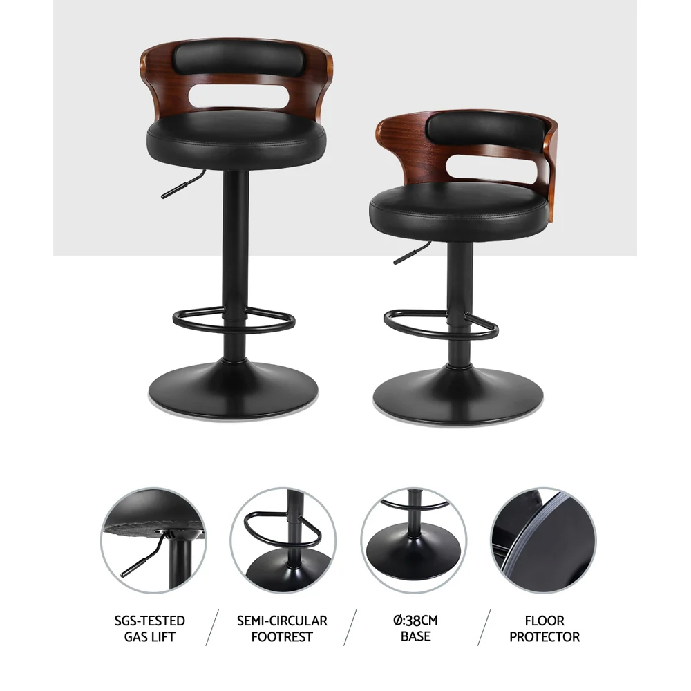 Artiss 2x Bar Stools Gas Lift Faux Leather - Image 4