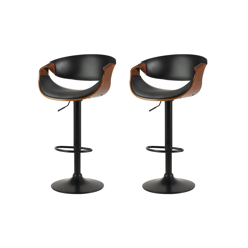 Artiss 2x Bar Stools Gas Lift Leather w/Armrest - Image 7