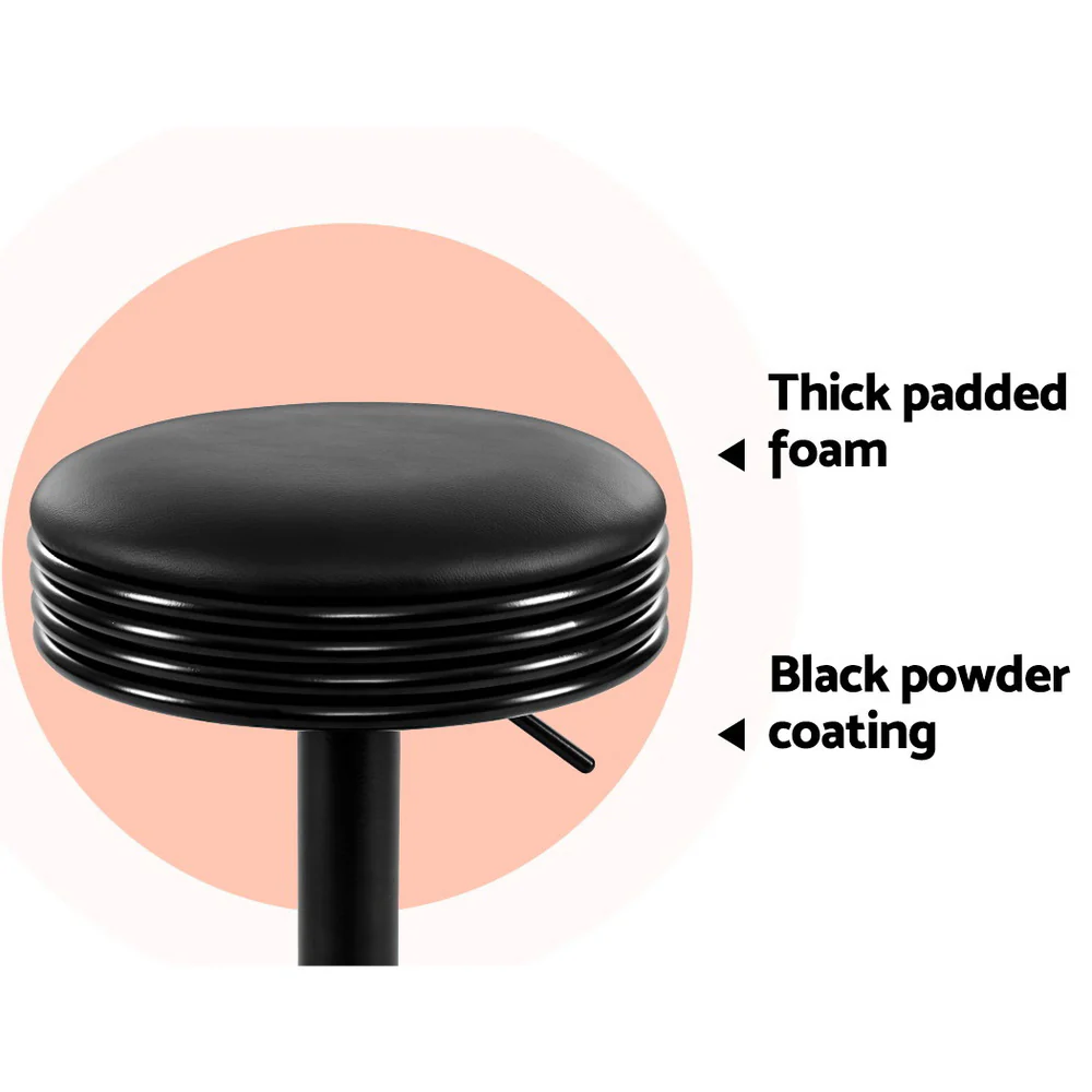 Artiss 2x Bar Stools Leather Padded Gas Lift Black - Image 6