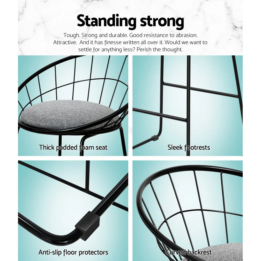 Artiss 2x Bar Stools Padded Seat Metal - Image 5