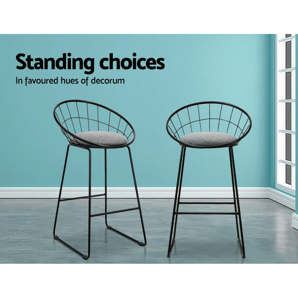 Artiss 2x Bar Stools Padded Seat Metal - Image 6