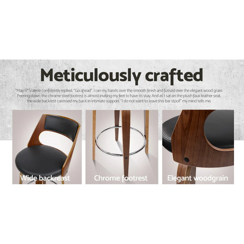 Artiss 2x Bar Stools Swivel Leather Chair 76cm - Image 5