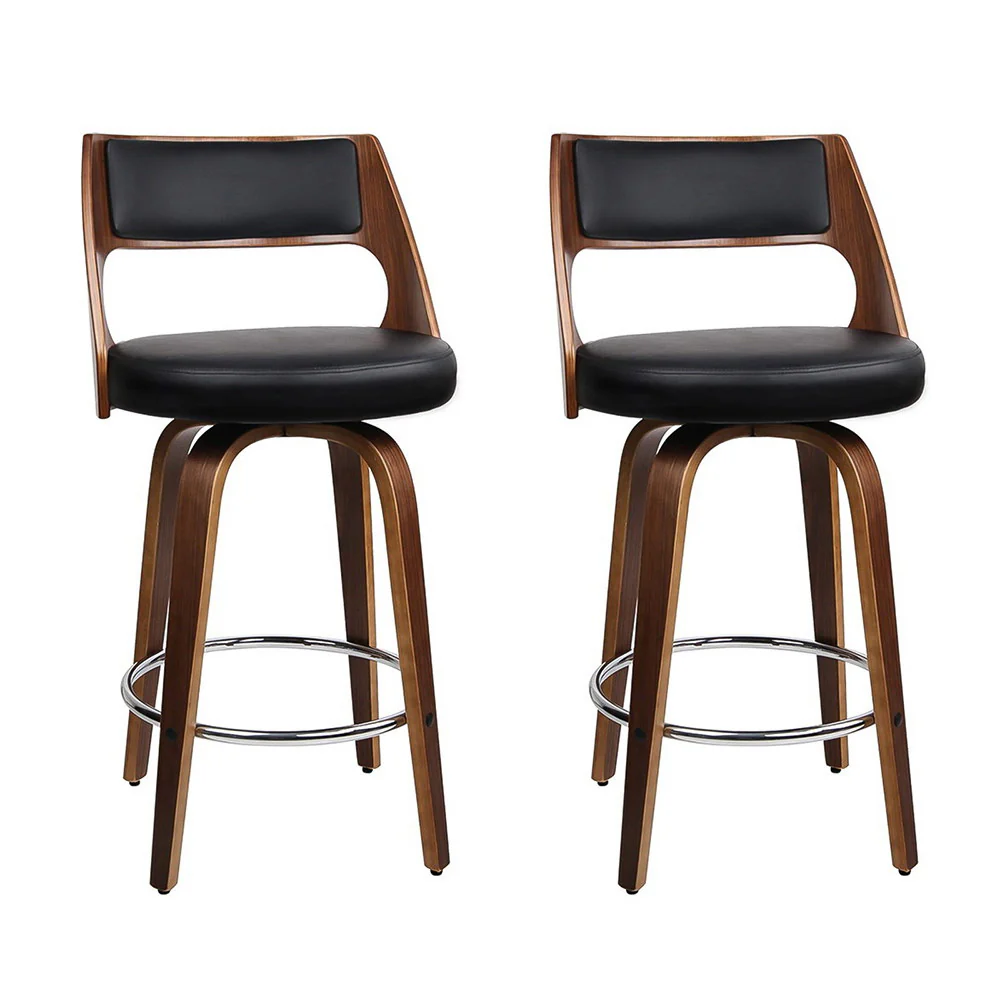 Artiss 2x Bar Stools Swivel Leather Chair 76cm - Image 8