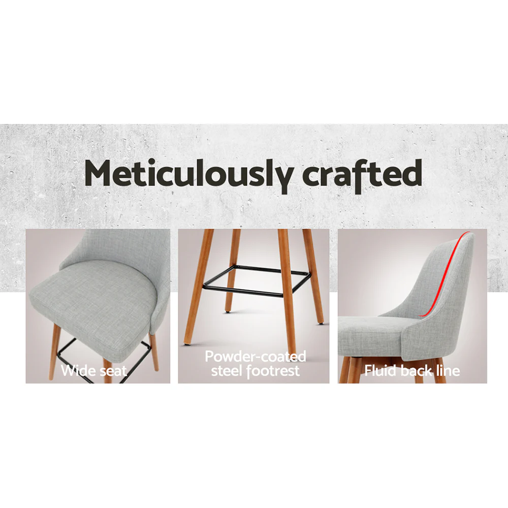 Artiss 2x Bar Stools Swivel Seat Wooden Grey - Image 4