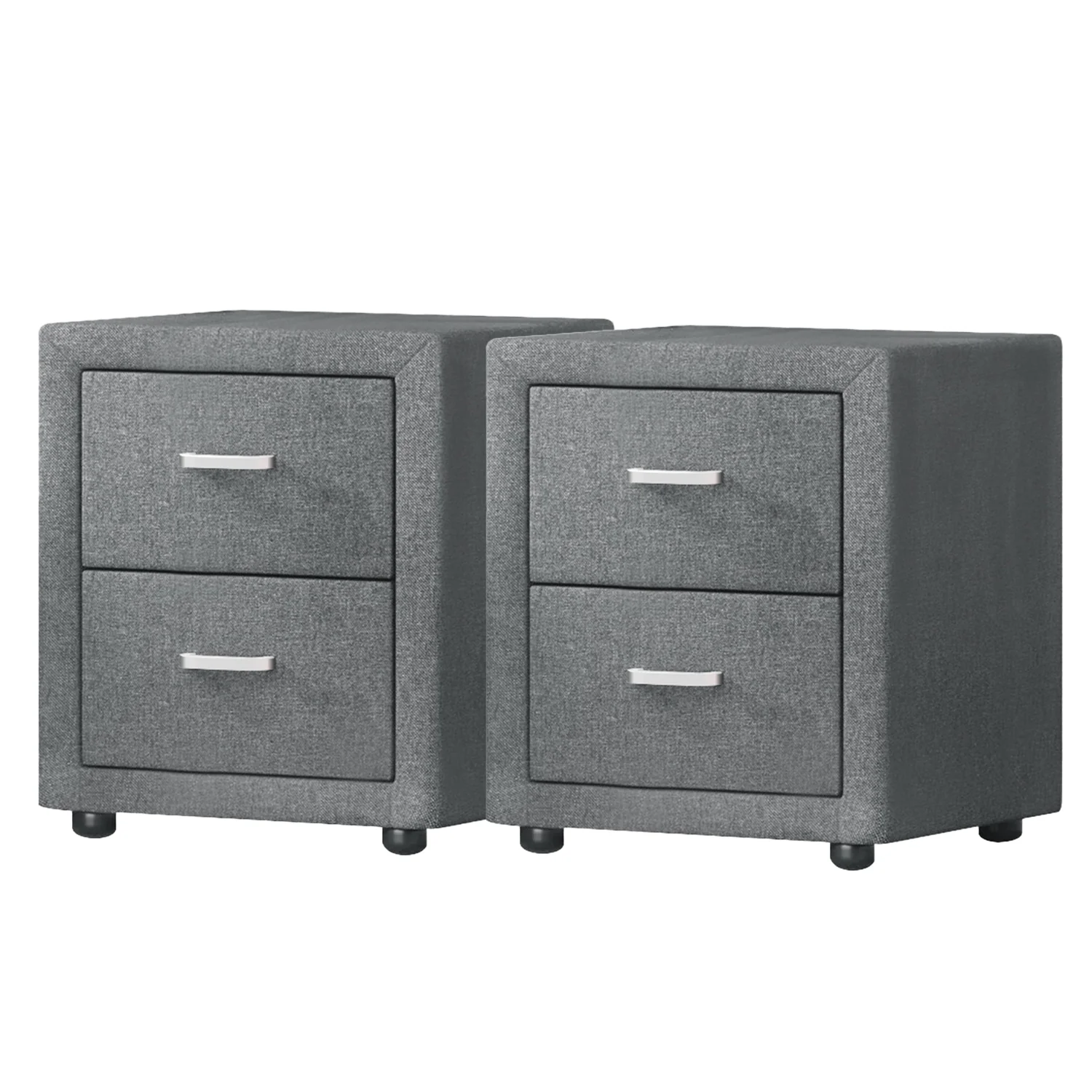 Artiss 2X Bedside Table 2 Drawers Side Table Fabric - CADEN Grey - Image 7