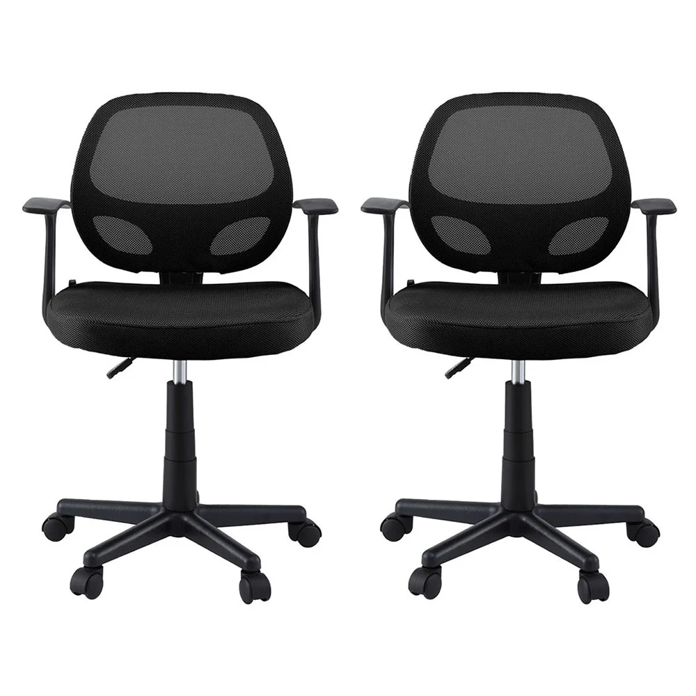 Artiss 2x Mesh Office Chair Computer Gaming Desk Chairs Work Study Mid Back Black - Image 3