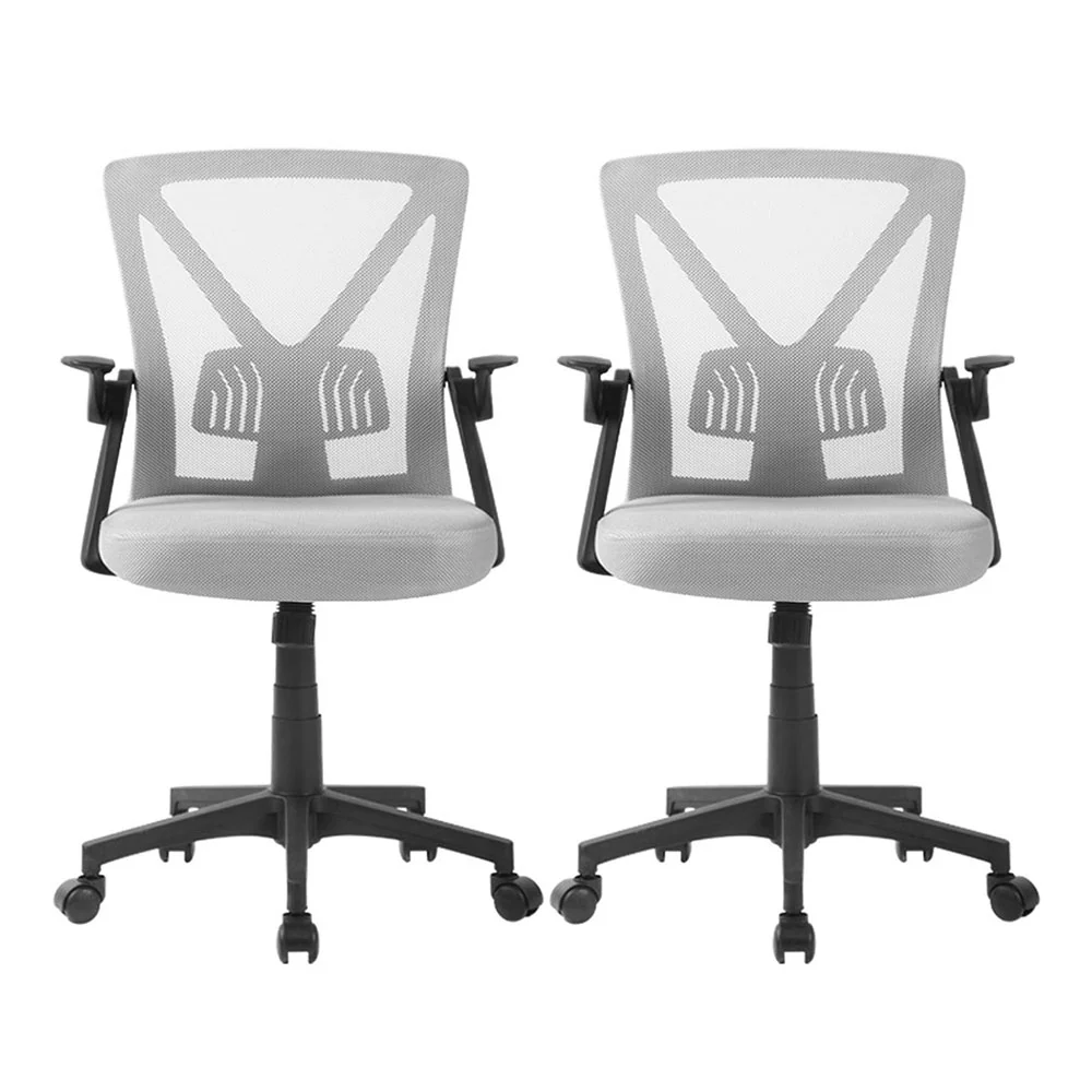 Artiss 2x Mesh Office Chair Mid Back Grey - Image 3