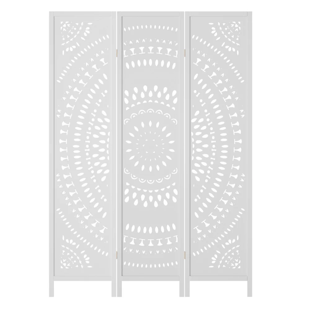 Artiss 3 Panel Room Divider Screen 132x170cm Circle White - Image 3