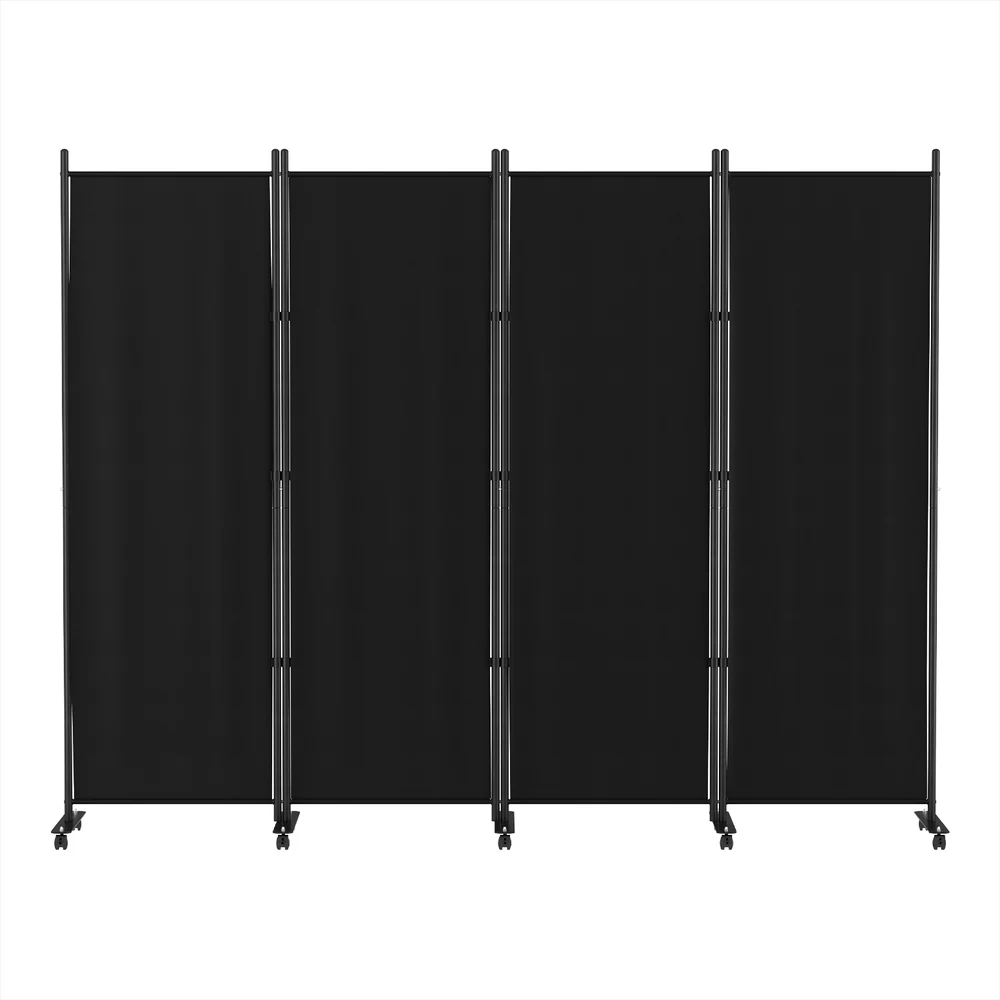 Artiss 4 Panel Room Divider Screen 217cm Wheel Fabric Black - Image 3