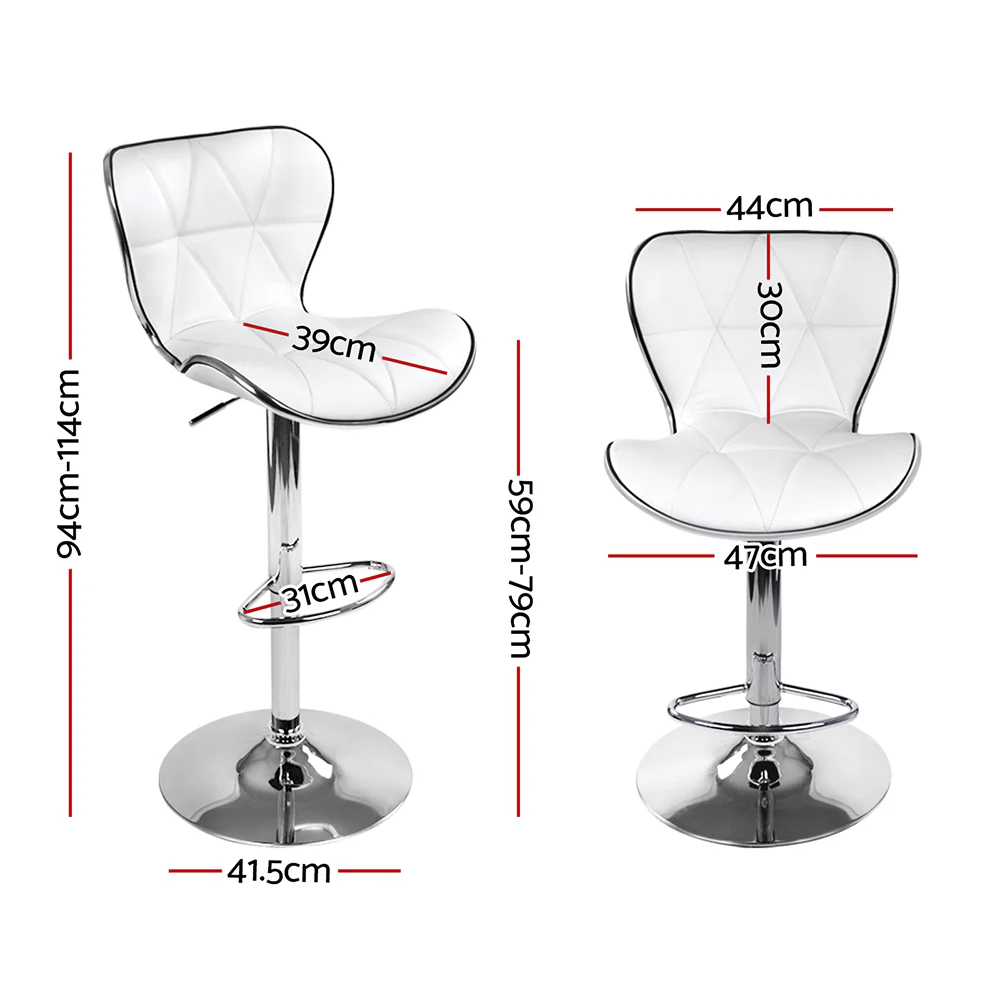 Artiss 4x Bar Stools Gas Lift Leather Seat White - Image 2
