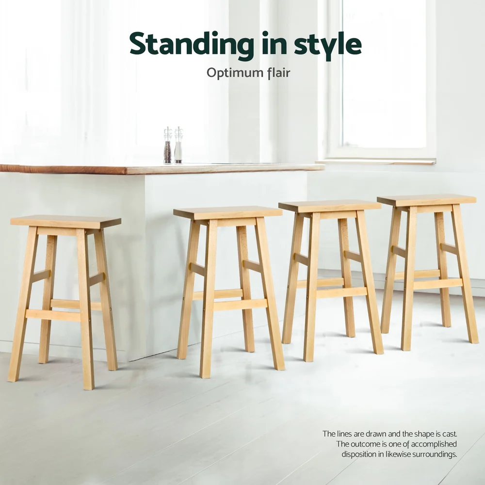 Artiss 4x Bar Stools Kitchen Chairs Wooden Nature - Image 5