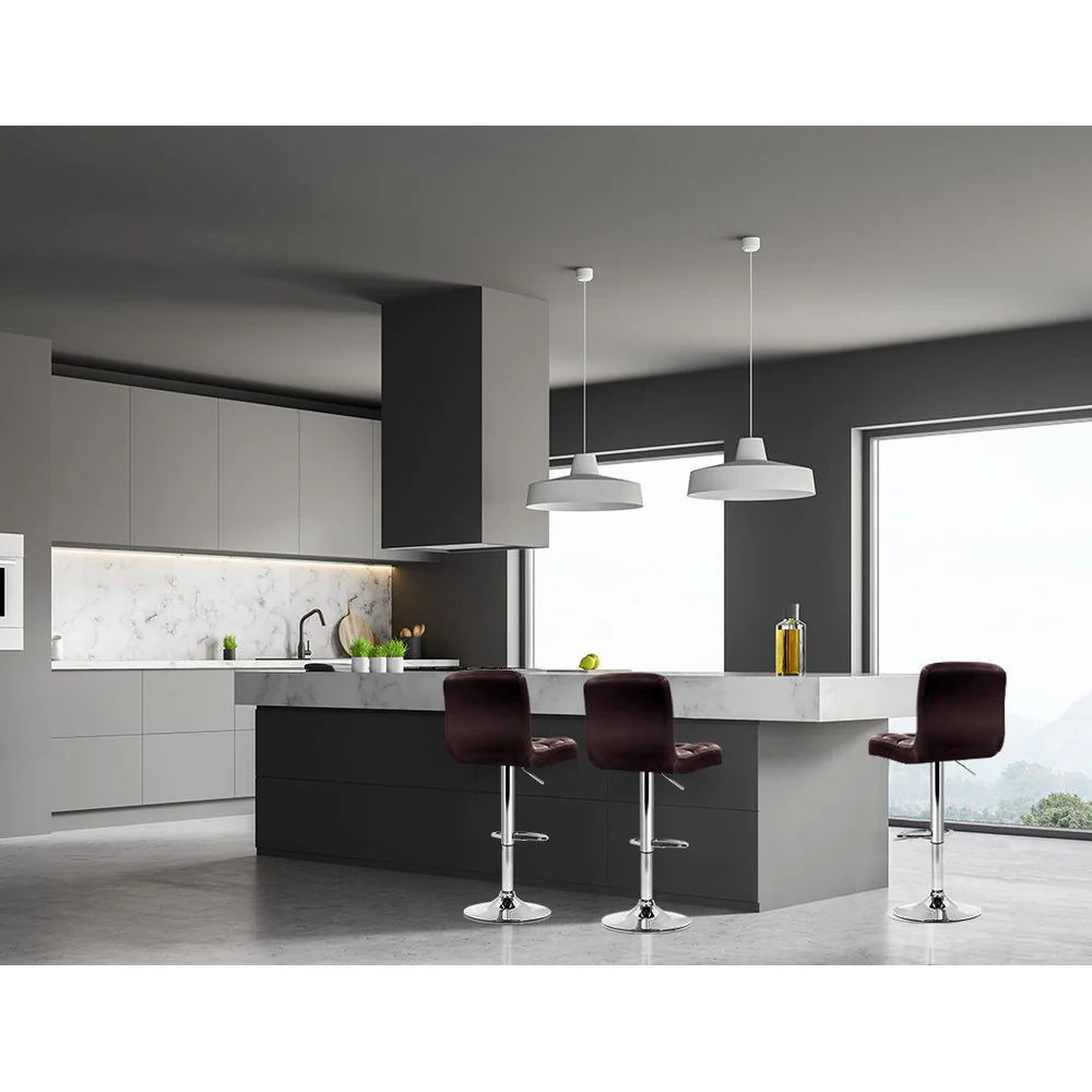 Artiss 4x Bar Stools Leather Gas Lift Brown - Image 7