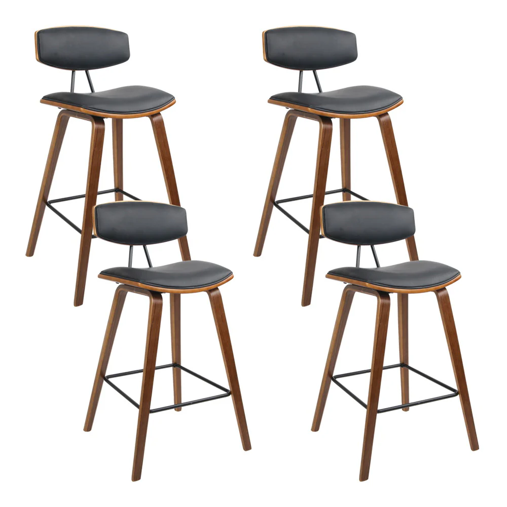 Artiss 4x Bar Stools Leather Padded w/Backrest - Image 3