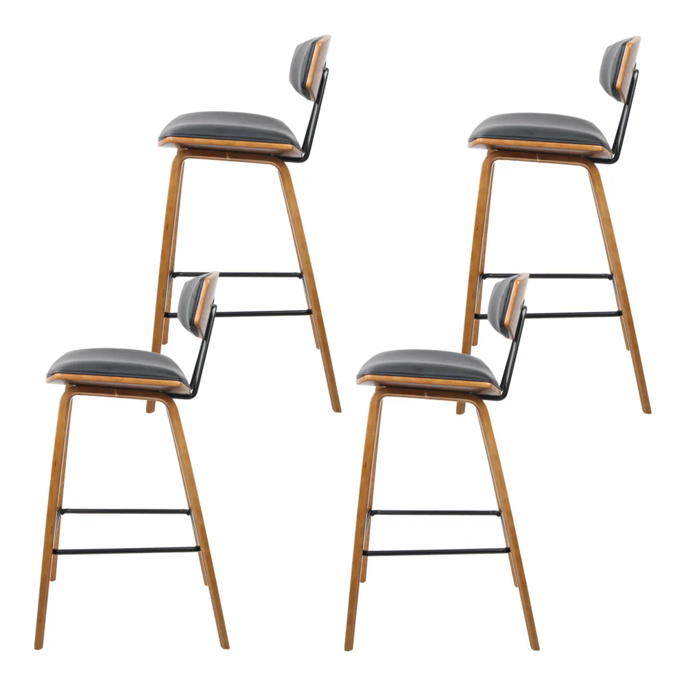 Artiss 4x Bar Stools Leather Padded w/Backrest - Image 5