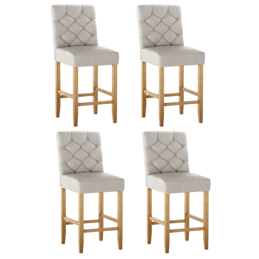 Artiss 4x Bar Stools Linen Upholstered Chairs - Image 7