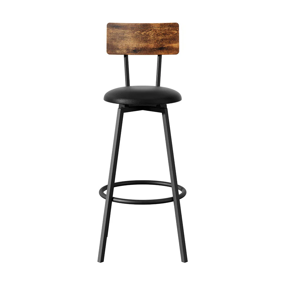 Artiss 4X Industrial Bar Stools Upholstered Counter Chairs Steel Frame Anti-Scratch - Image 3