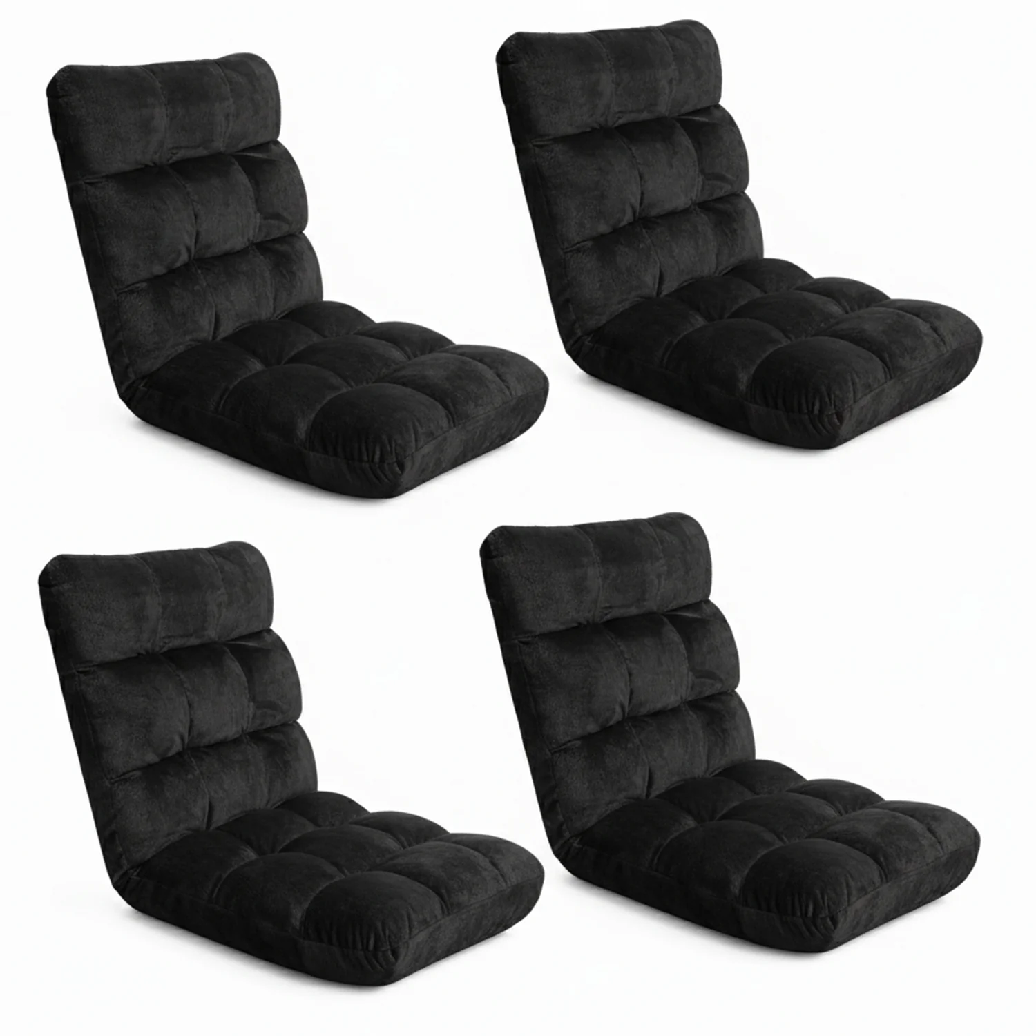 Artiss 4X Lounge Sofa Bed Flannel Fabric Black - Image 7