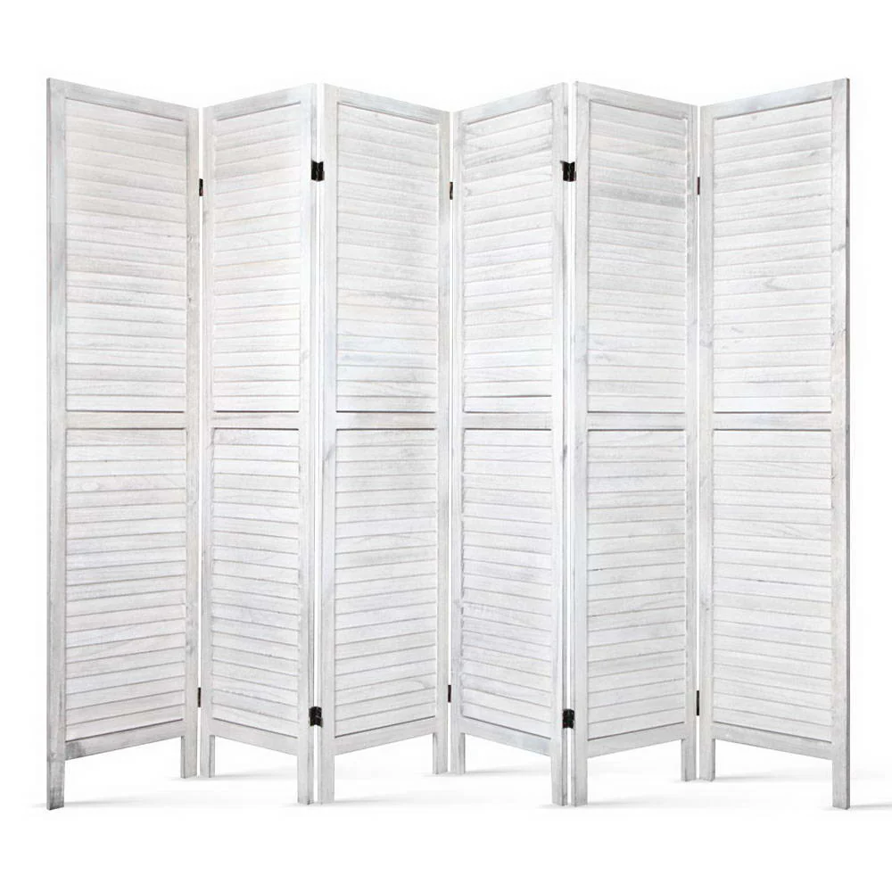 Artiss 6 Panel Room Divider Screen 245x170cm Louver White - Image 8