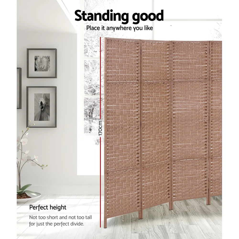 Artiss 6 Panel Room Divider Screen 245x170cm Woven Natural - Image 4
