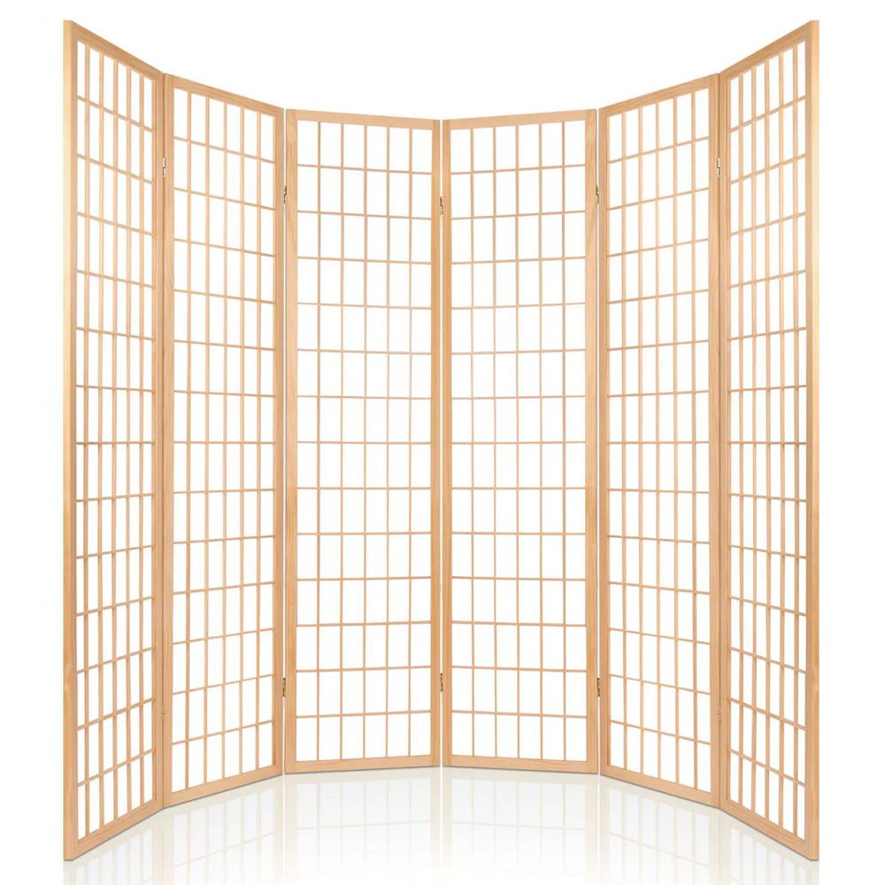 Artiss 6 Panel Room Divider Screen 261x179cm Natural - Image 5