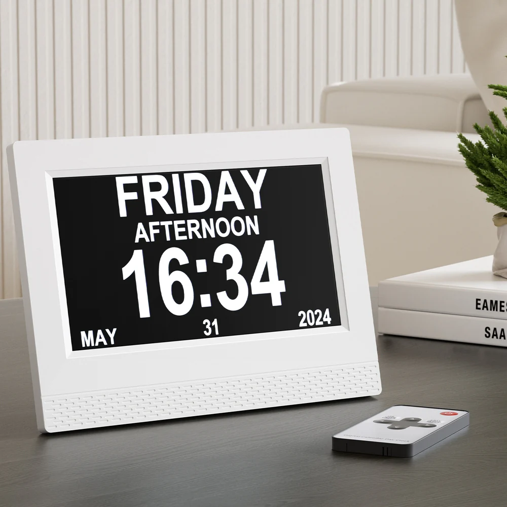 Artiss 7" Digital Day Clock Calendar Alarm White - Image 7