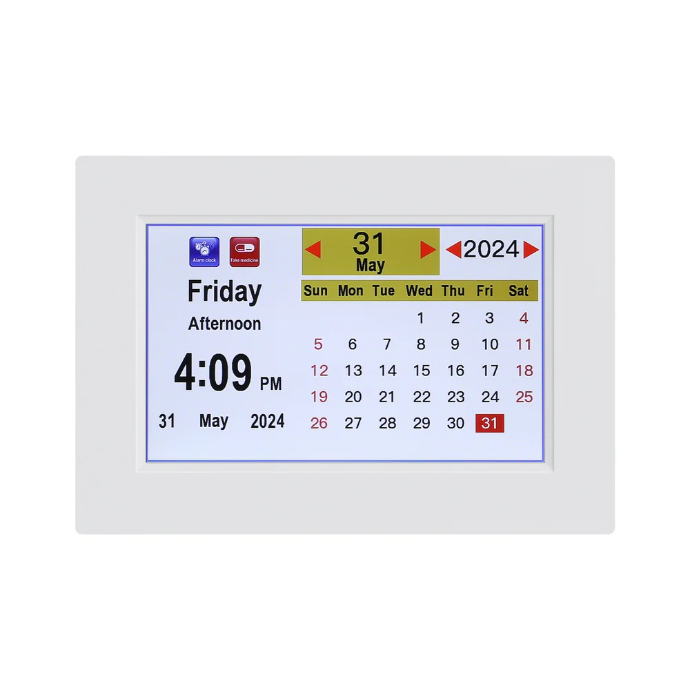 Artiss 8" Digital Day Clock Calendar Alarm White - Image 3