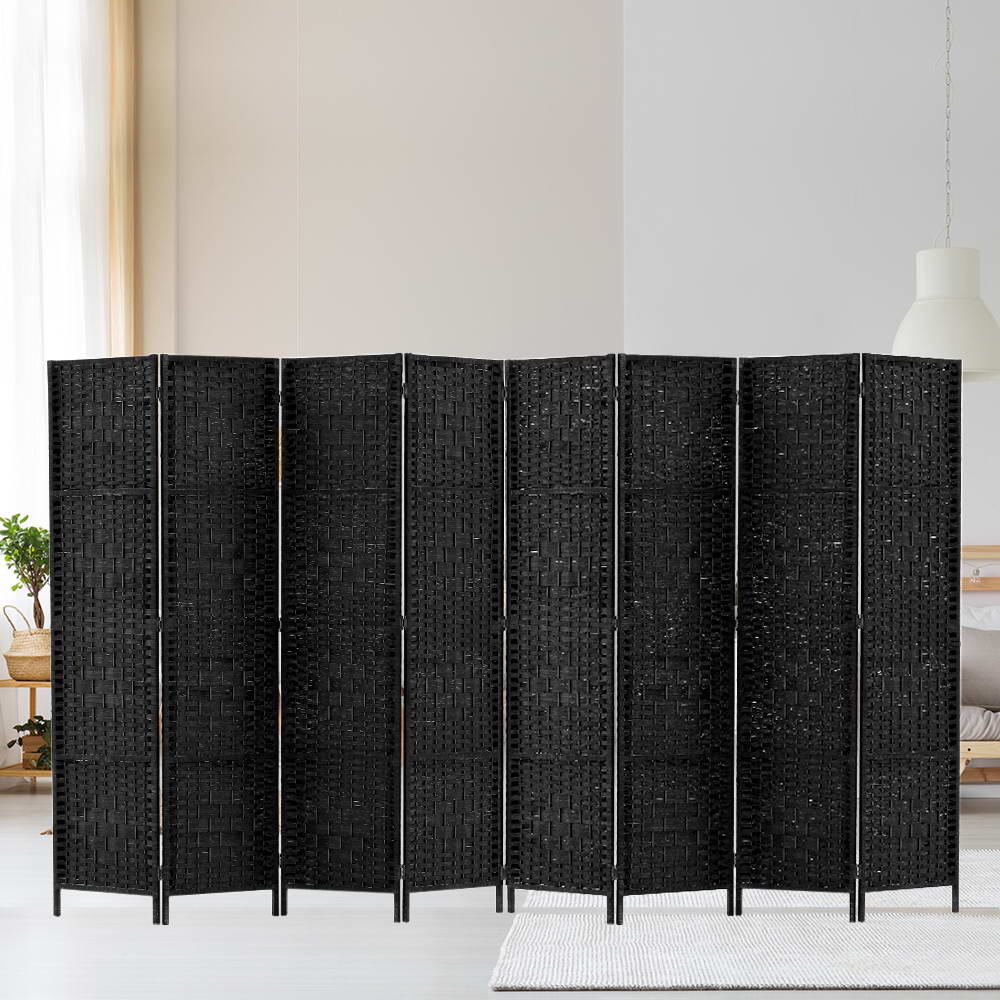 Artiss 8 Panel Room Divider Screen 326x170cm Woven Black - Image 8