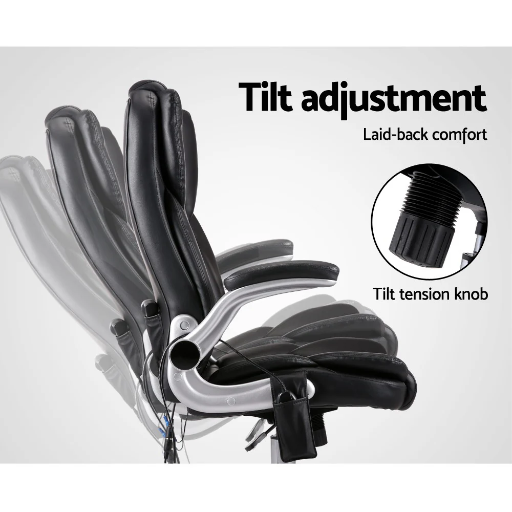 Artiss 8 Point Massage Office Chair PU Leather Black - Image 4
