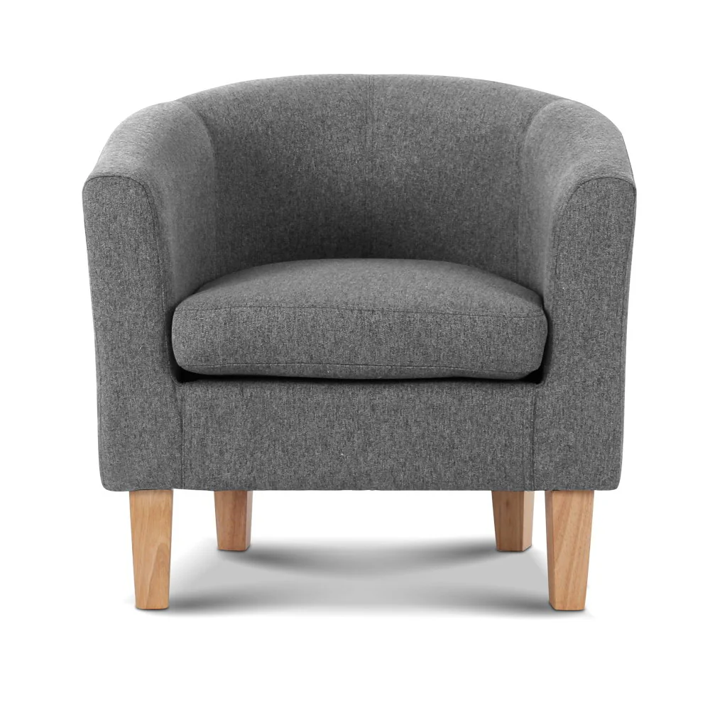 Artiss Abby Fabric Armchair - Grey - Image 3