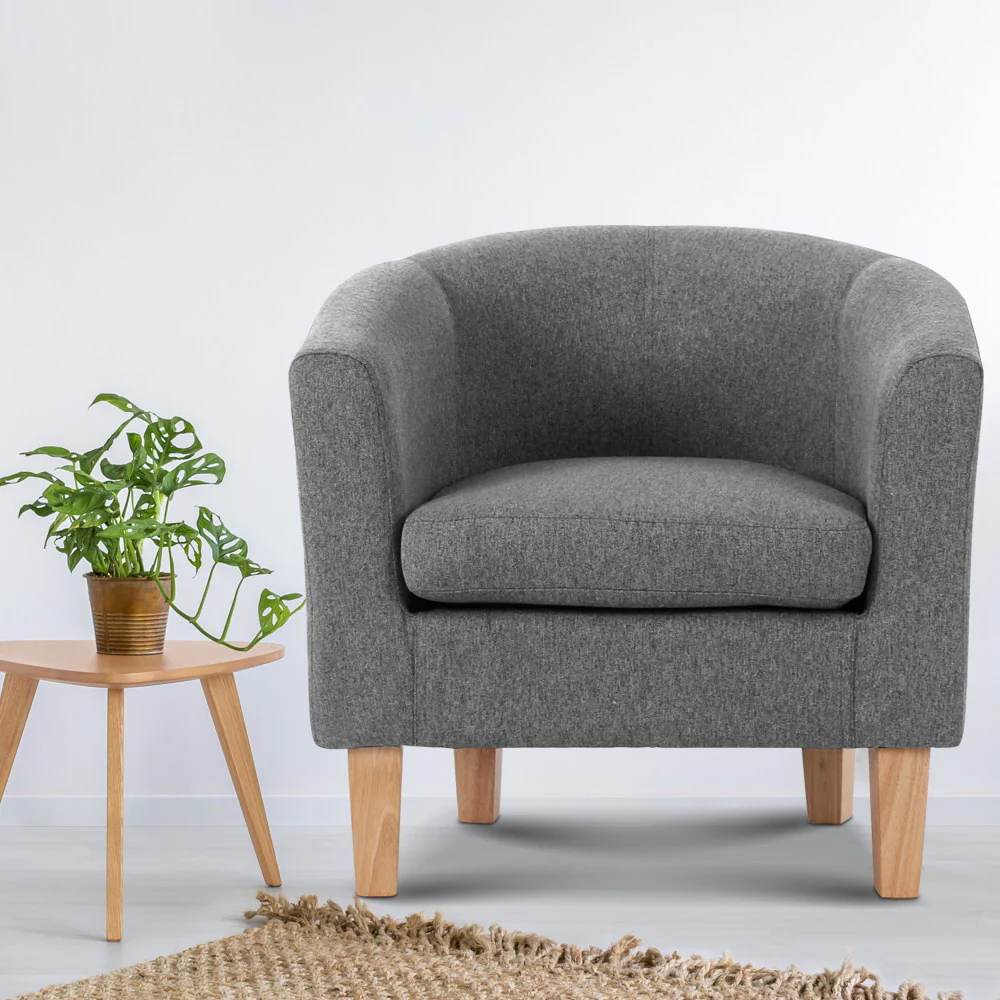 Artiss Abby Fabric Armchair - Grey - Image 7