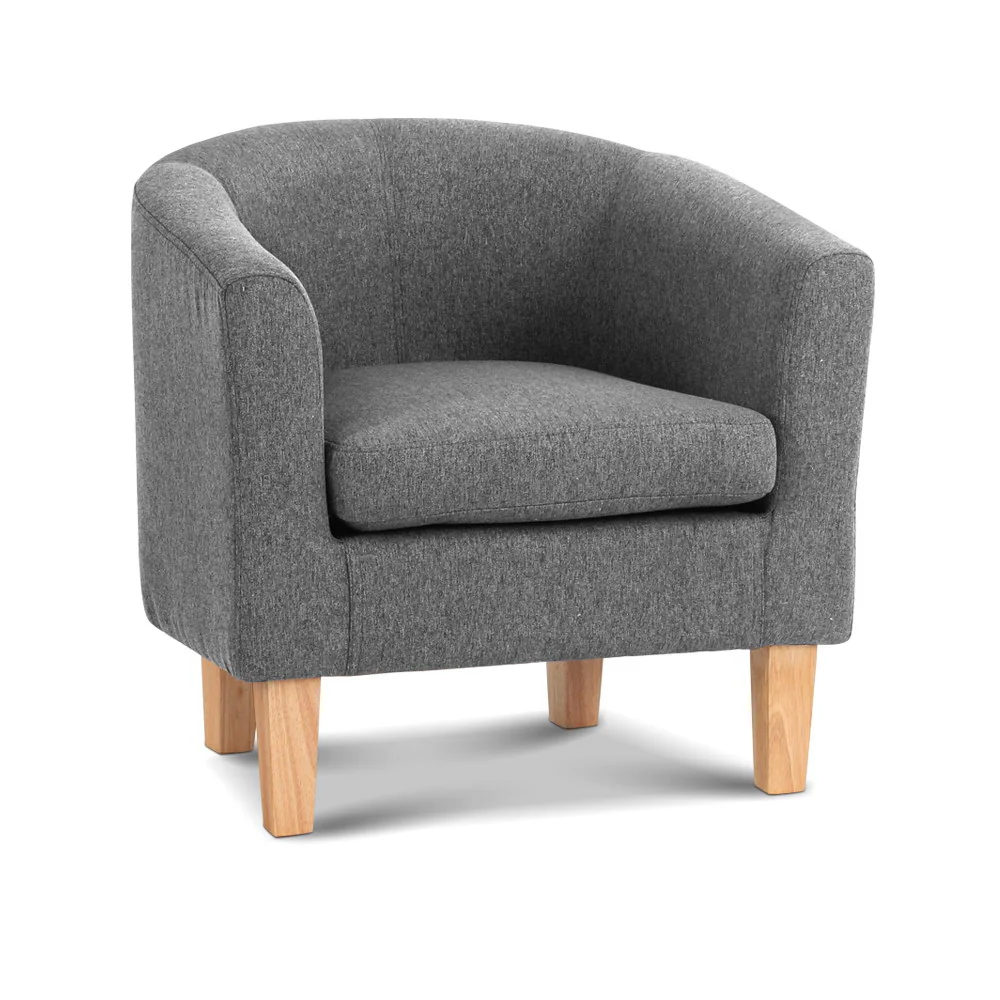 Artiss Abby Fabric Armchair - Grey - Image 8