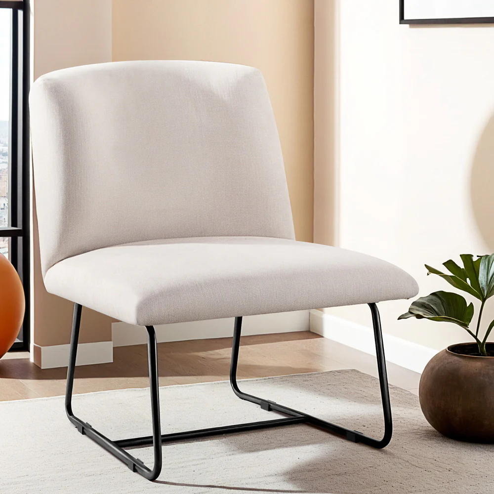 Artiss Accent Chair Armchair Cross Leg Beige - Image 7