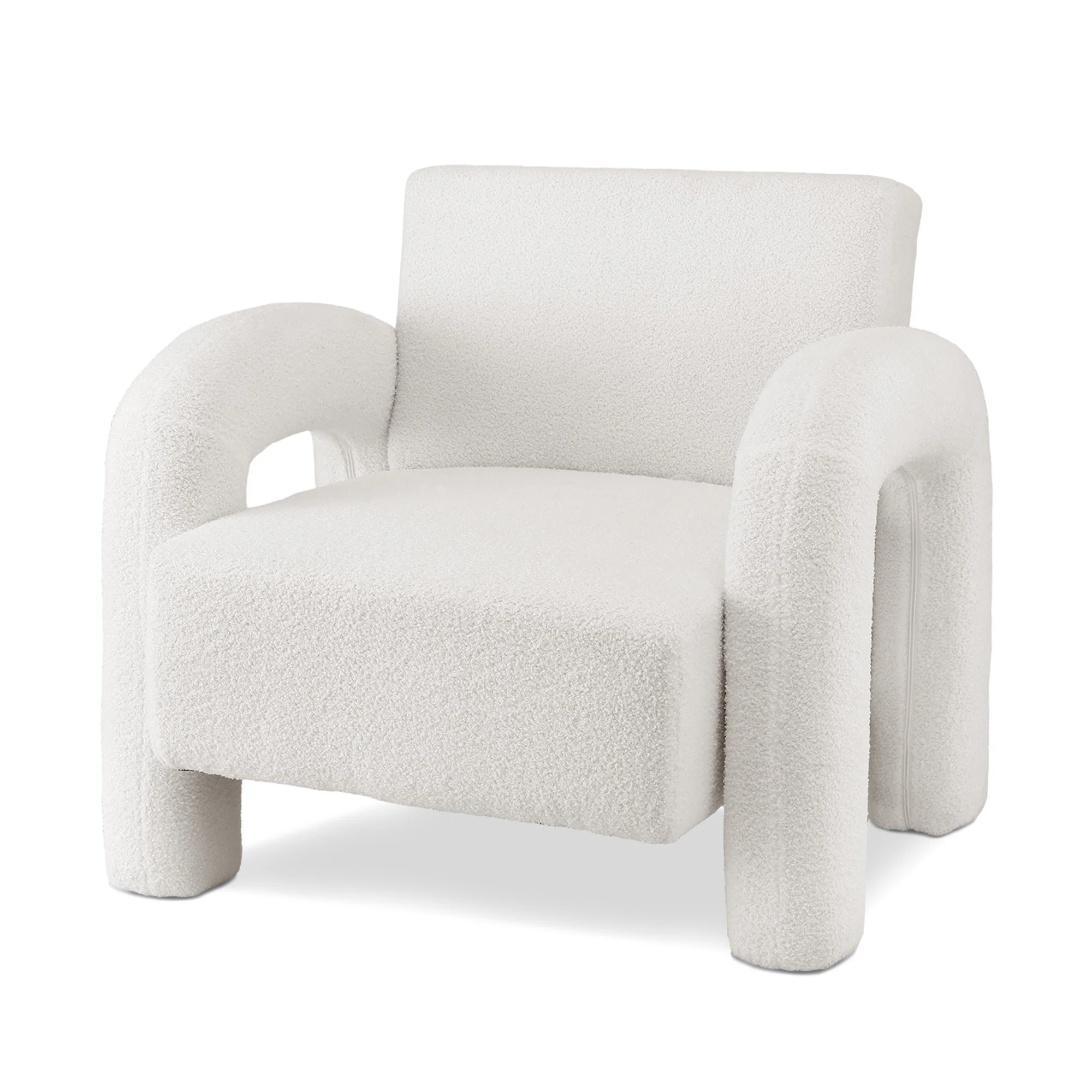 Artiss Armchair Accent Chair Lounge Sofa Couch Curved Seat Boucle White - Image 2