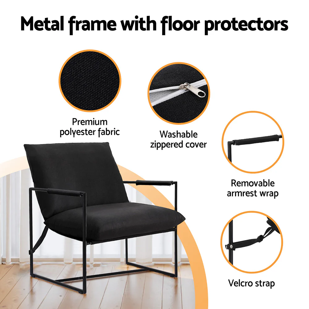 Artiss Armchair Lounge Chair Sling Black - Image 5