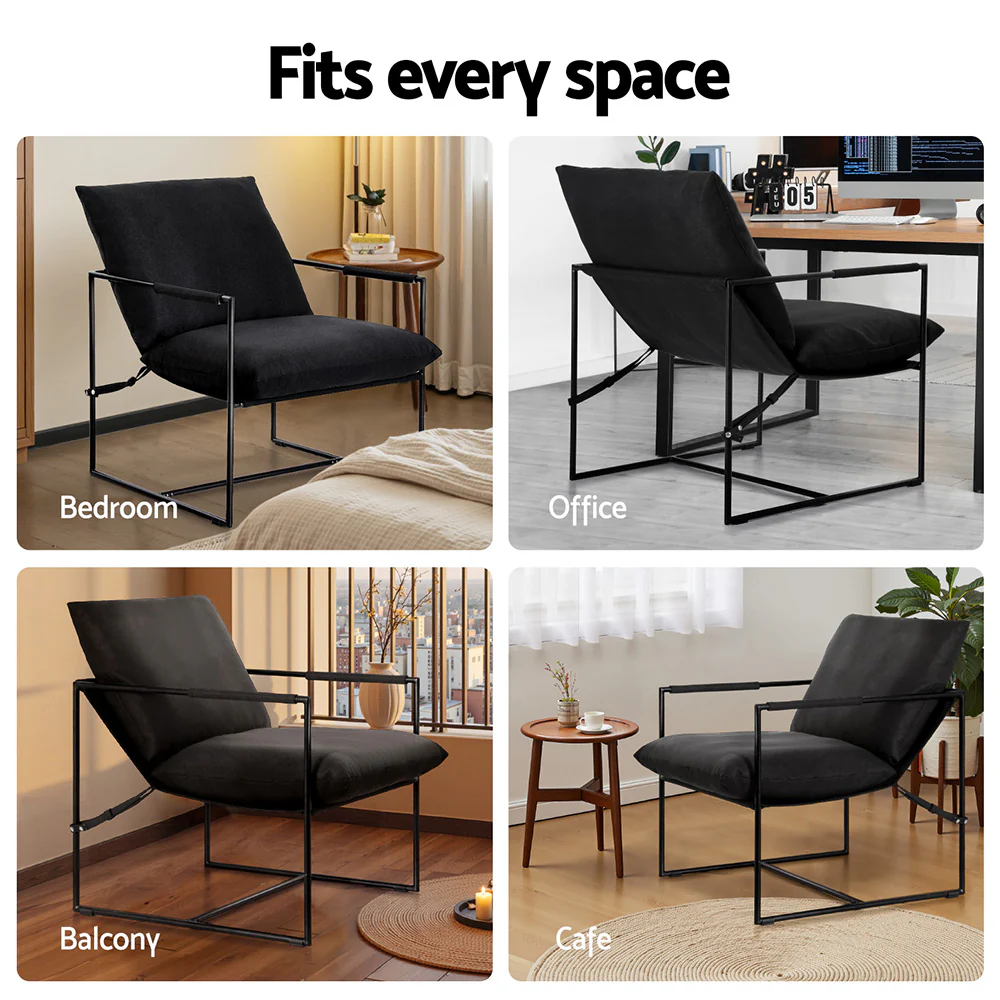 Artiss Armchair Lounge Chair Sling Black - Image 6