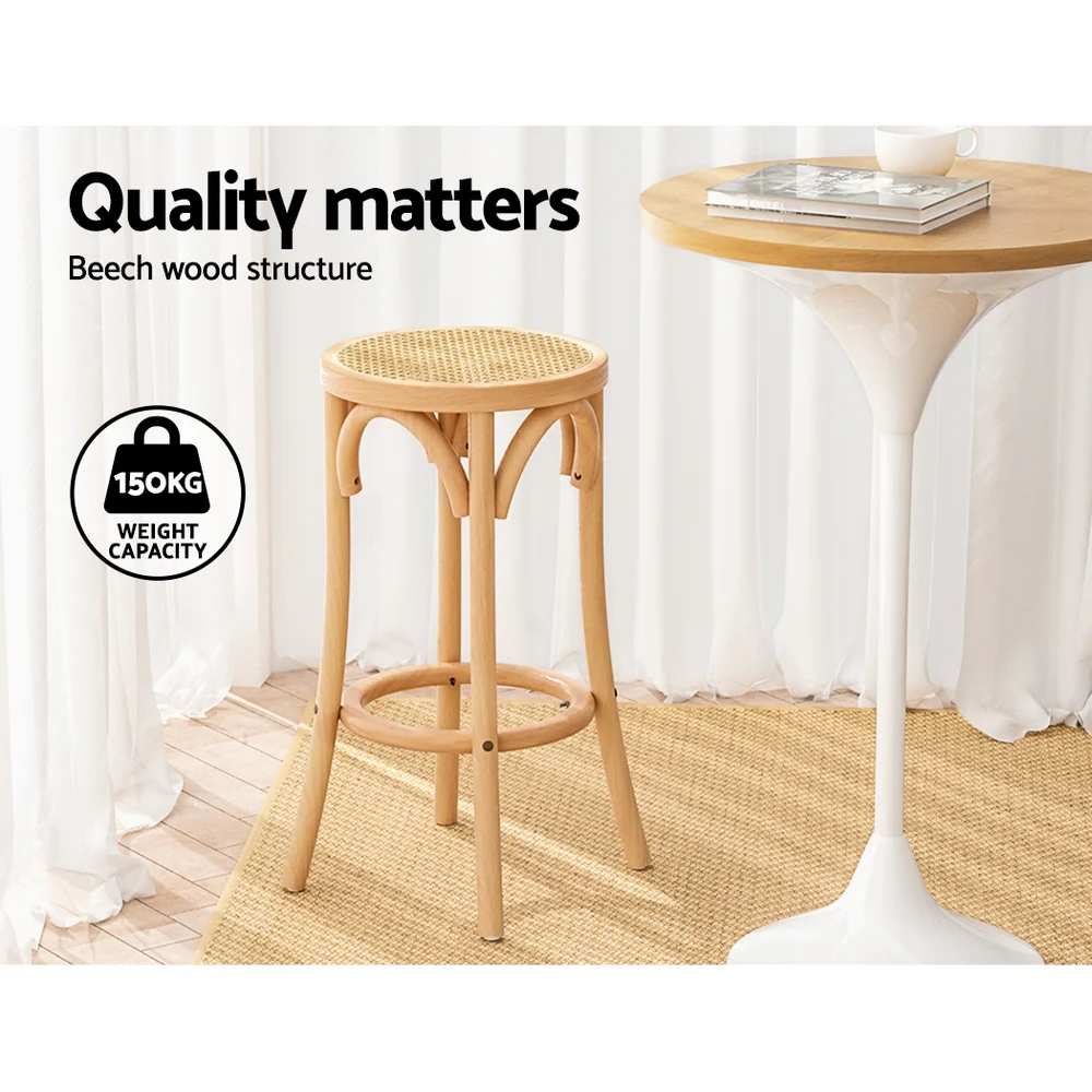 Artiss Bar Stool Rattan Seat Wooden - Image 5