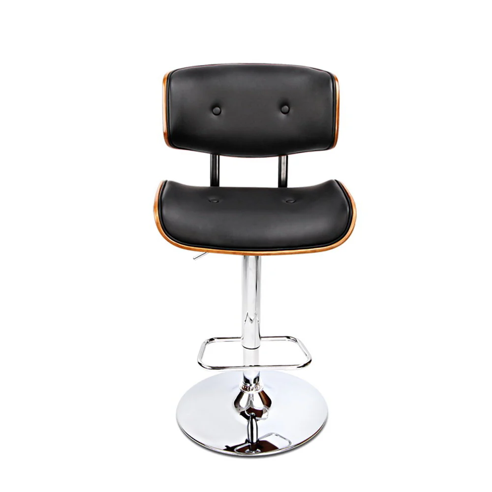 Artiss Bar Stools Gas Lift Leather Black - Image 3