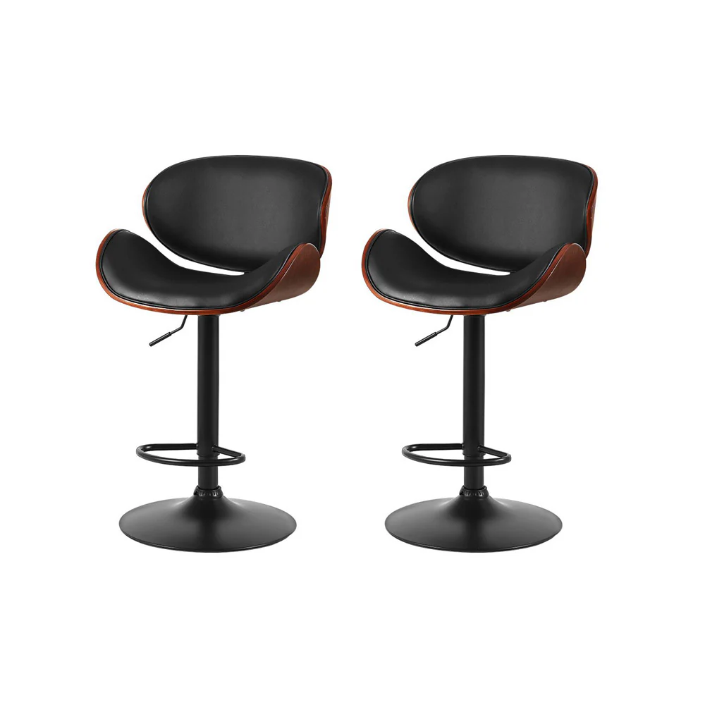 Artiss Bar Stools Kitchen Leather Barstools Swivel Gas Lift Chairs Black x2 - Image 7
