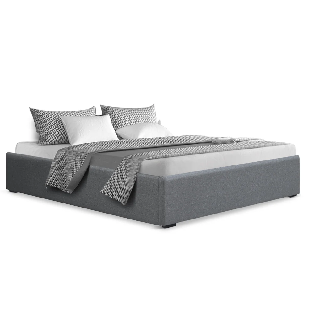 Artiss Bed Frame Double Size Gas Lift Base Grey TOKI - Image 8