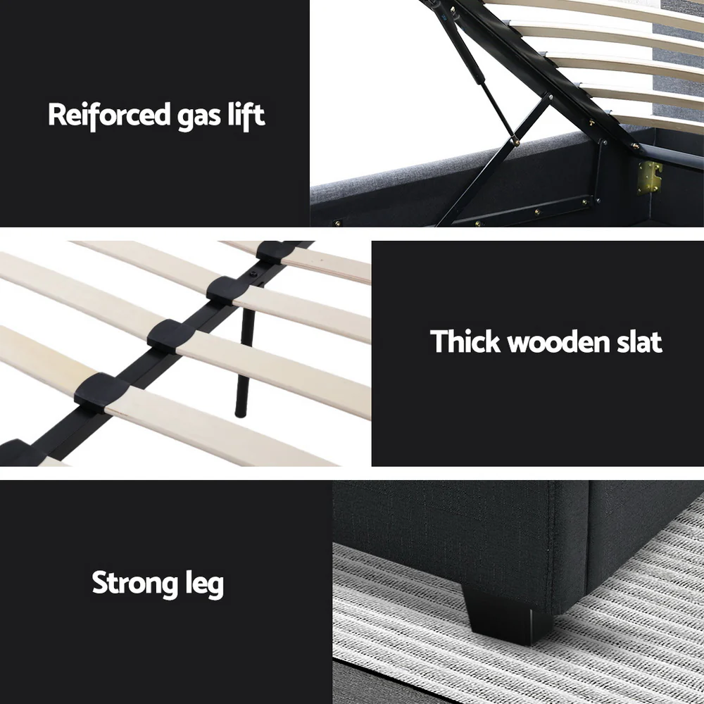 Artiss Bed Frame Double Size Gas Lift Charcoal VILA - Image 6