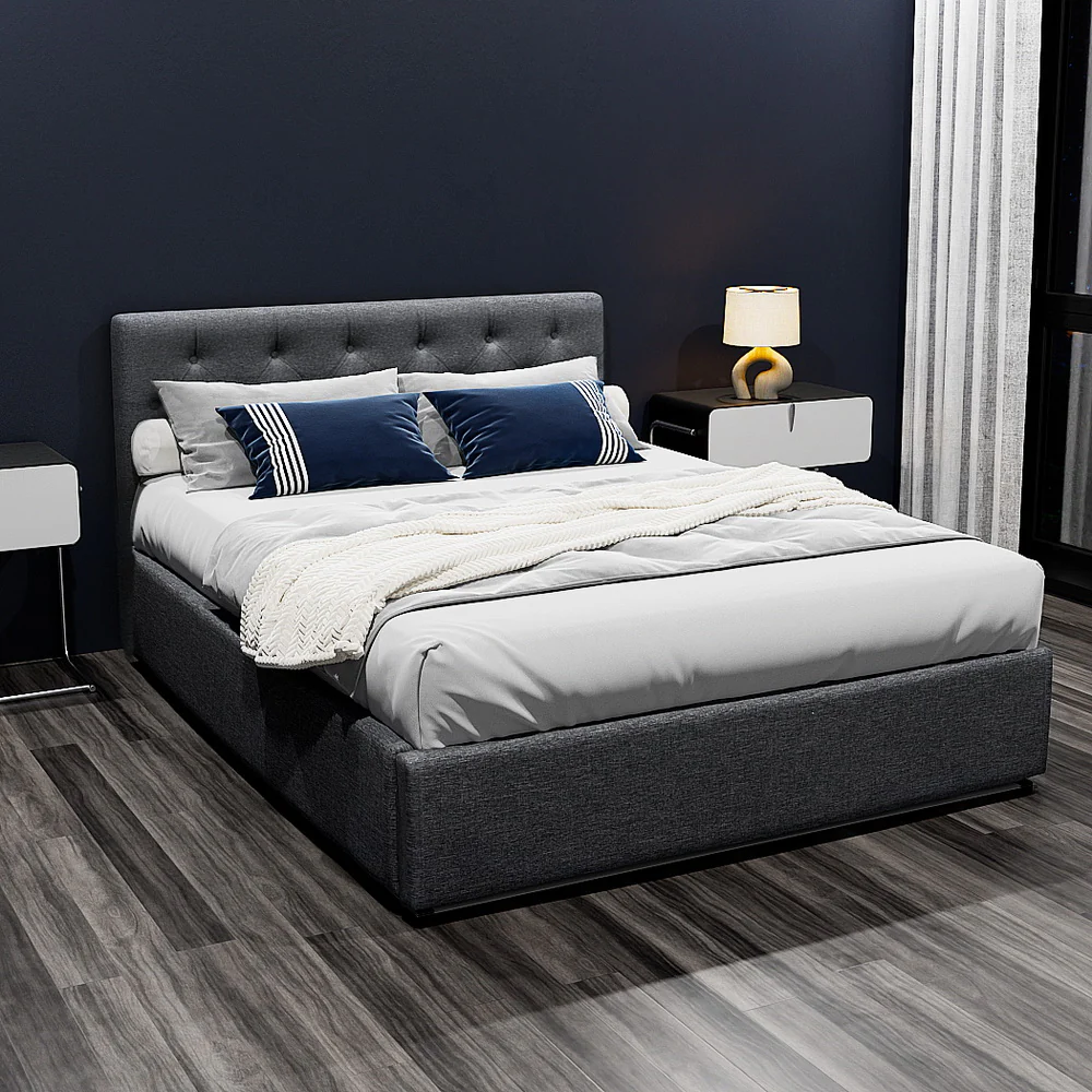 Artiss Bed Frame Double Size Gas Lift Charcoal VILA - Image 7