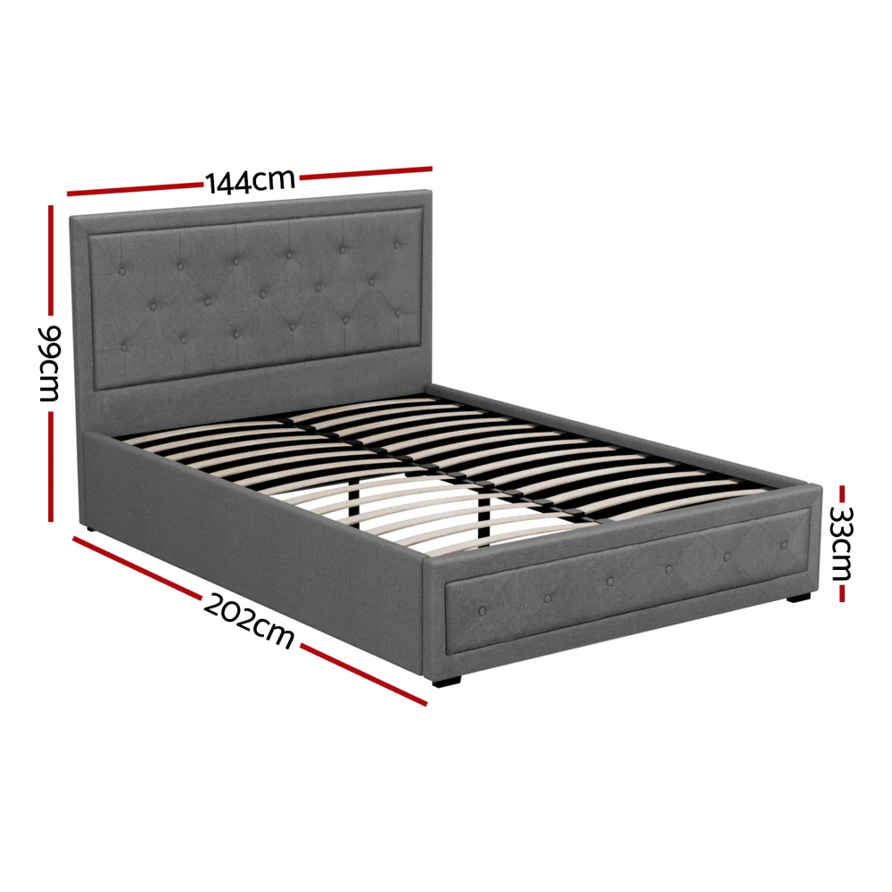 Artiss Bed Frame Double Size Gas Lift Grey TIYO - Image 2
