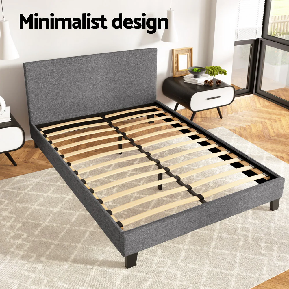 Artiss Bed Frame Double Size Grey NEO - Image 4