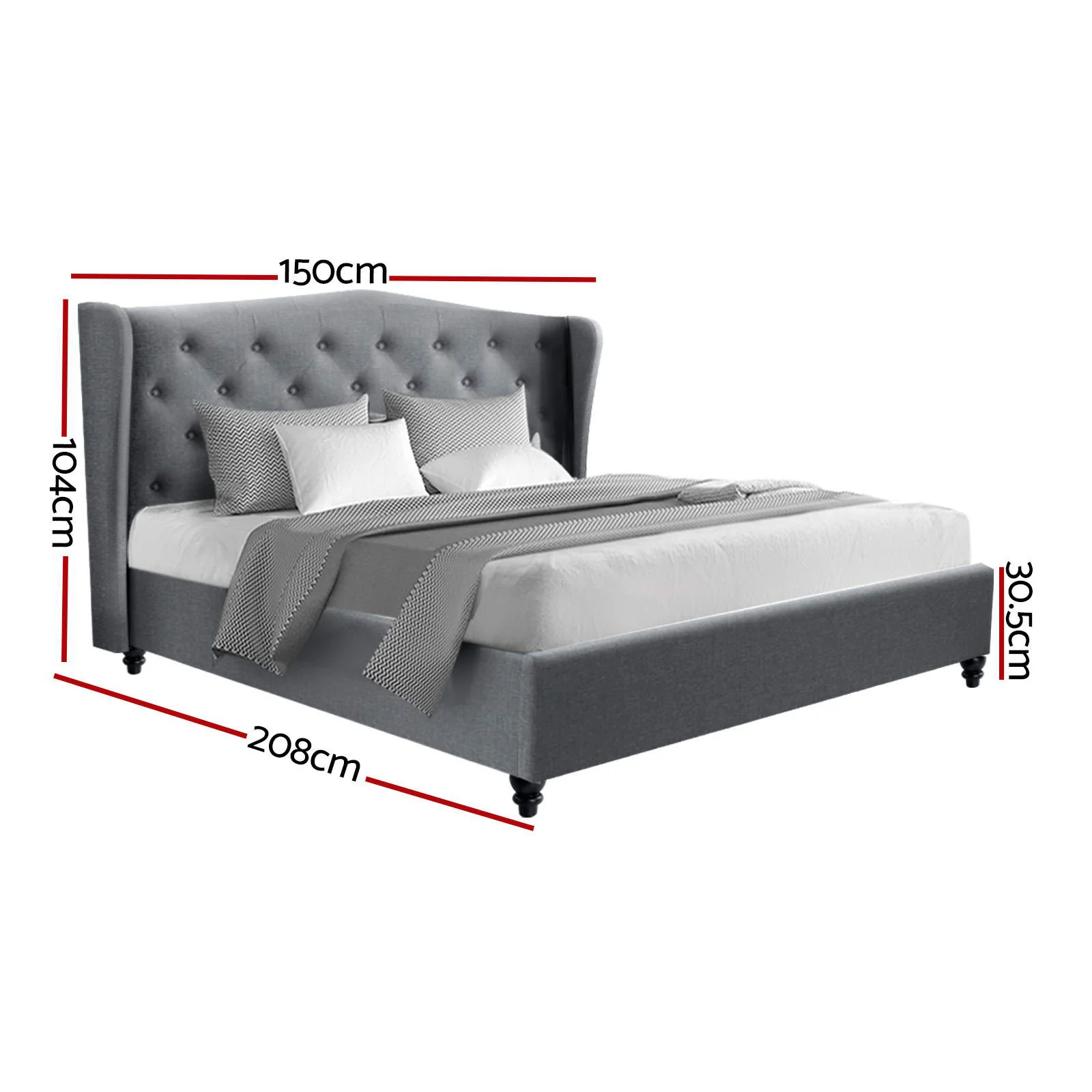 Artiss Bed Frame Double Size Grey PIER - Image 3