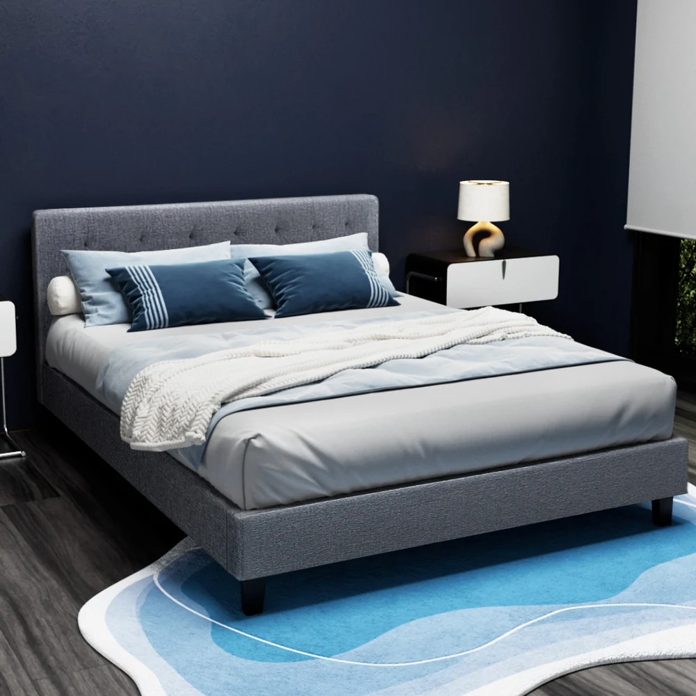 Artiss Bed Frame Double Size Grey VANKE - Image 2