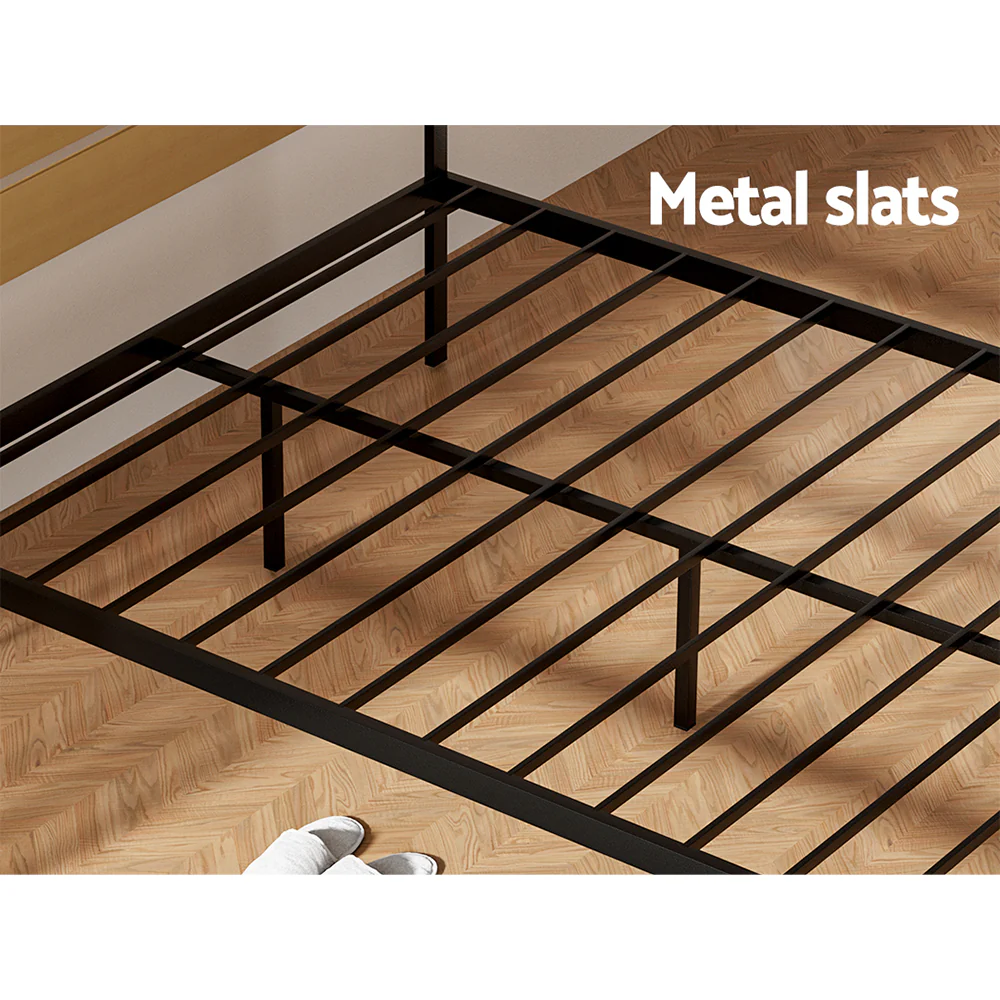 Artiss Bed Frame Double Size Metal Base Mattress Platform Foundation Black PAULA - Image 5